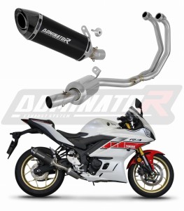 Yamaha YZF-R3 2019 - 2024 Full Exhaust System Collector Silencer HP8 BLACK + dB killer medium